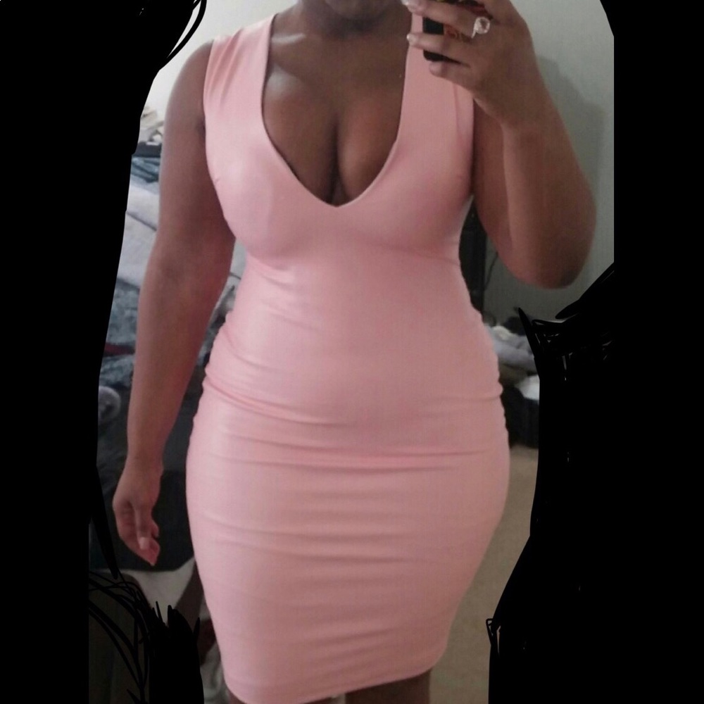 Pink latex Kardashian dress